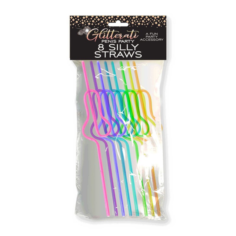 Glitterati Penis Silly Straws - Set of 8